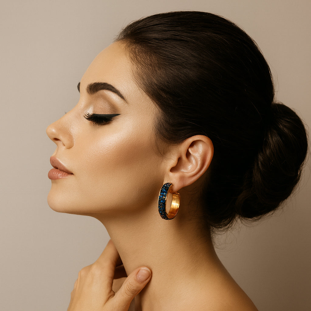 Blue N Golden Earrings