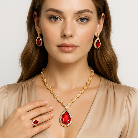 Red Crystals Necklace Set