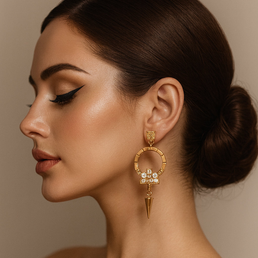 Golden N Crystal Earrings