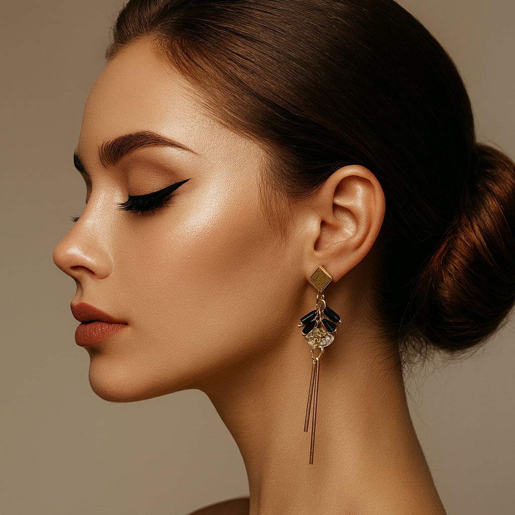 Golden N Black Earrings
