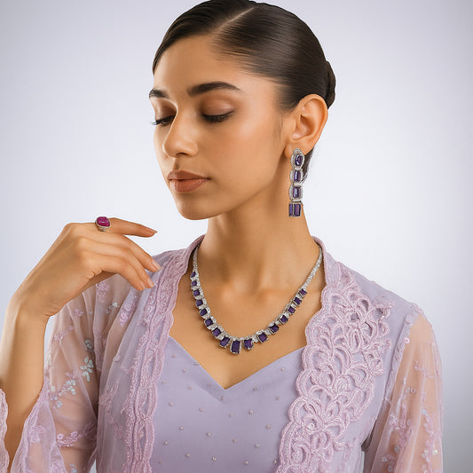 Purple Necklace Set (1 Karat)
