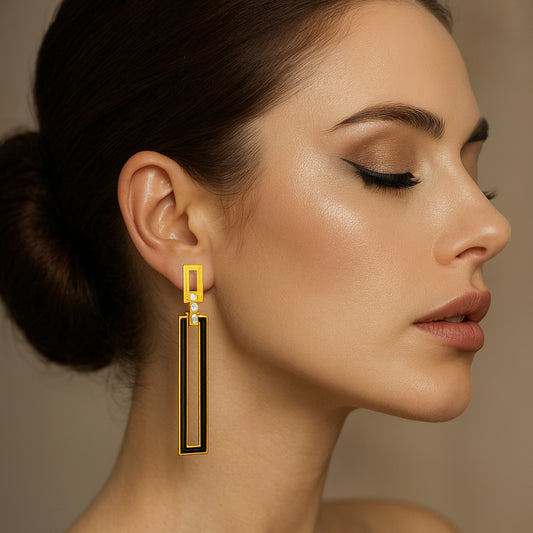 Black N Golden Earrings