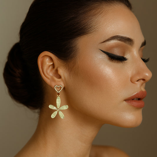 Green Flower Earrings