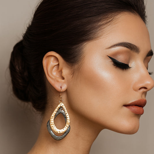 Gold N Charcoal Earrings