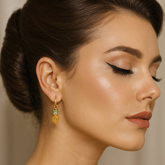Golden N Green Earrings