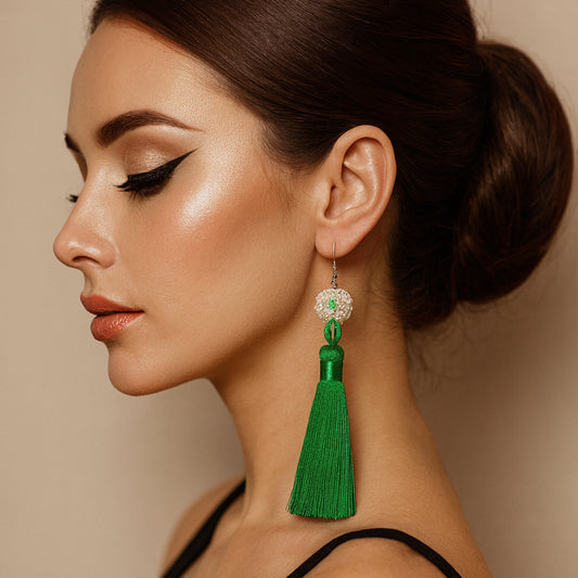 Green N Crystals Earrings