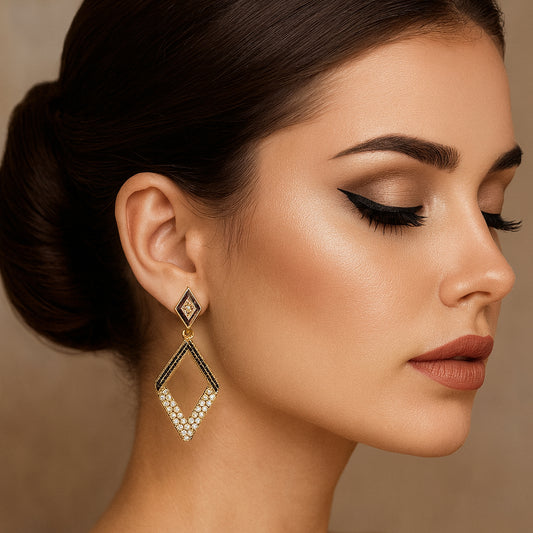 Black N Crystals Earrings