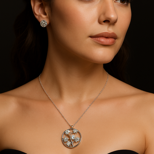 Silver Tree Necklace Set