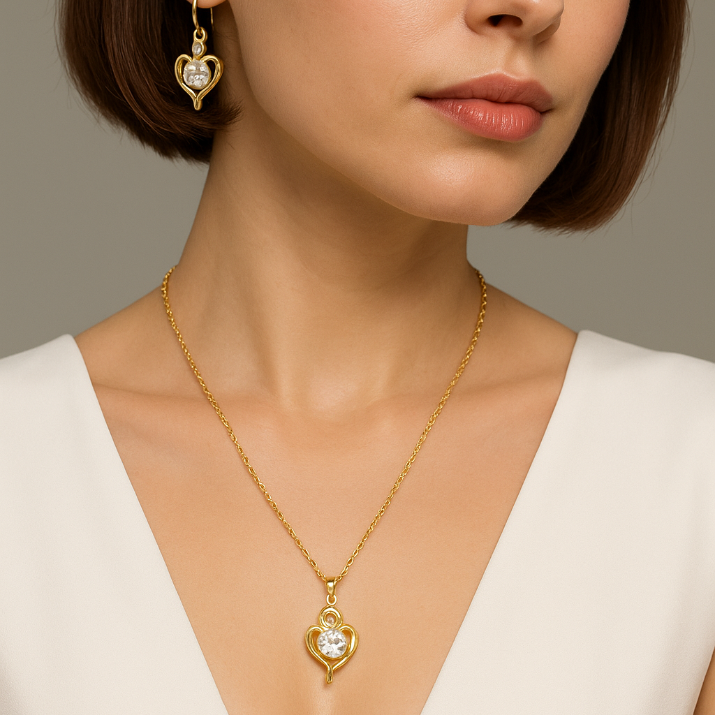 Gold n Crystals Necklace Set