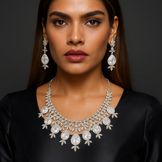 Crystals Crown Necklace Set