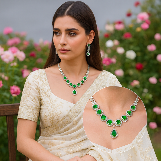 Green Crystals Necklace Set