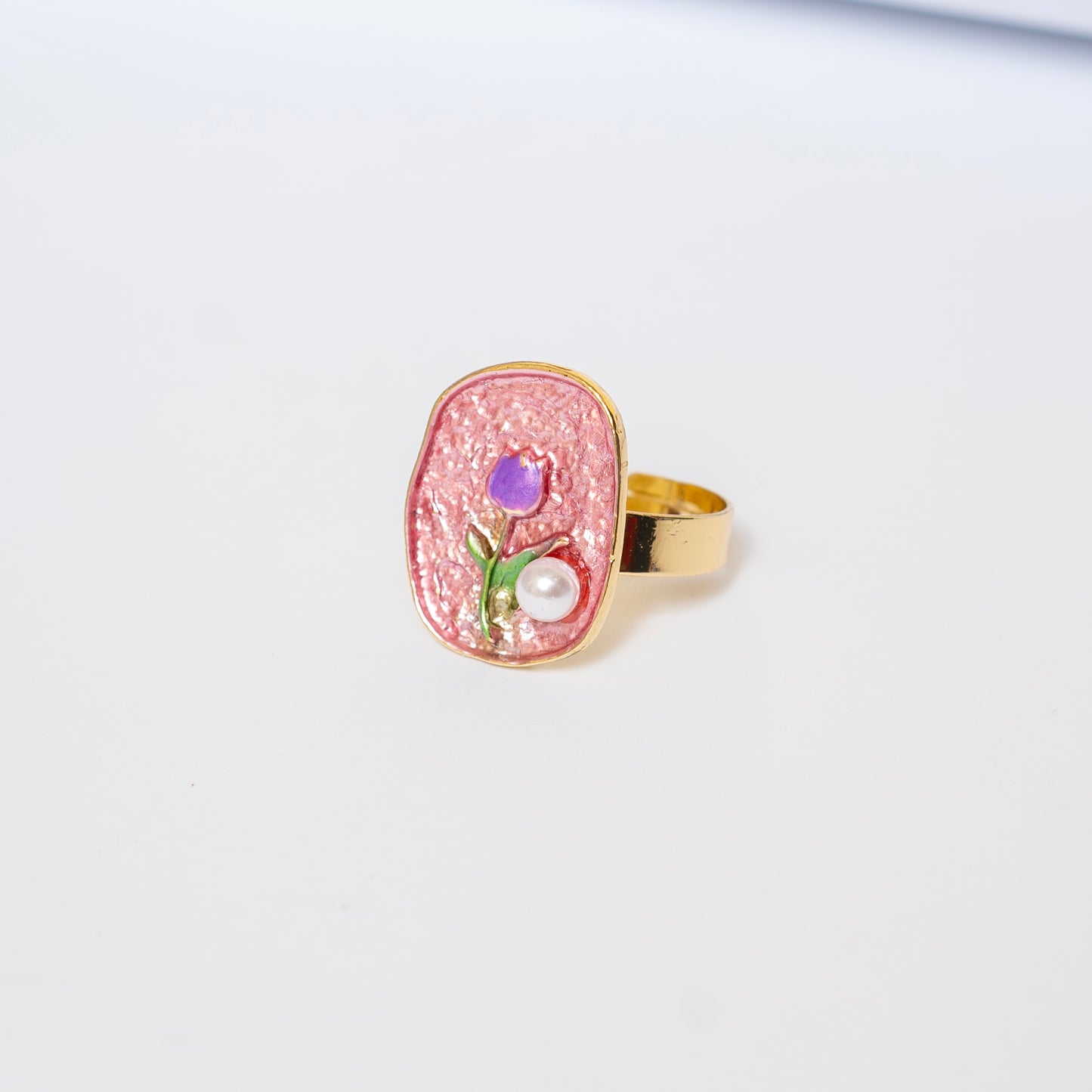 Pink N Pearl Ring (Adjustable Size)
