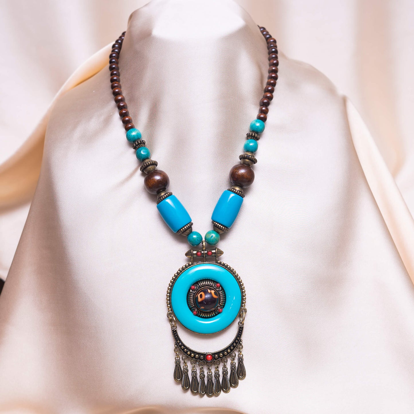 Turkish Cyan |n Golden Necklace