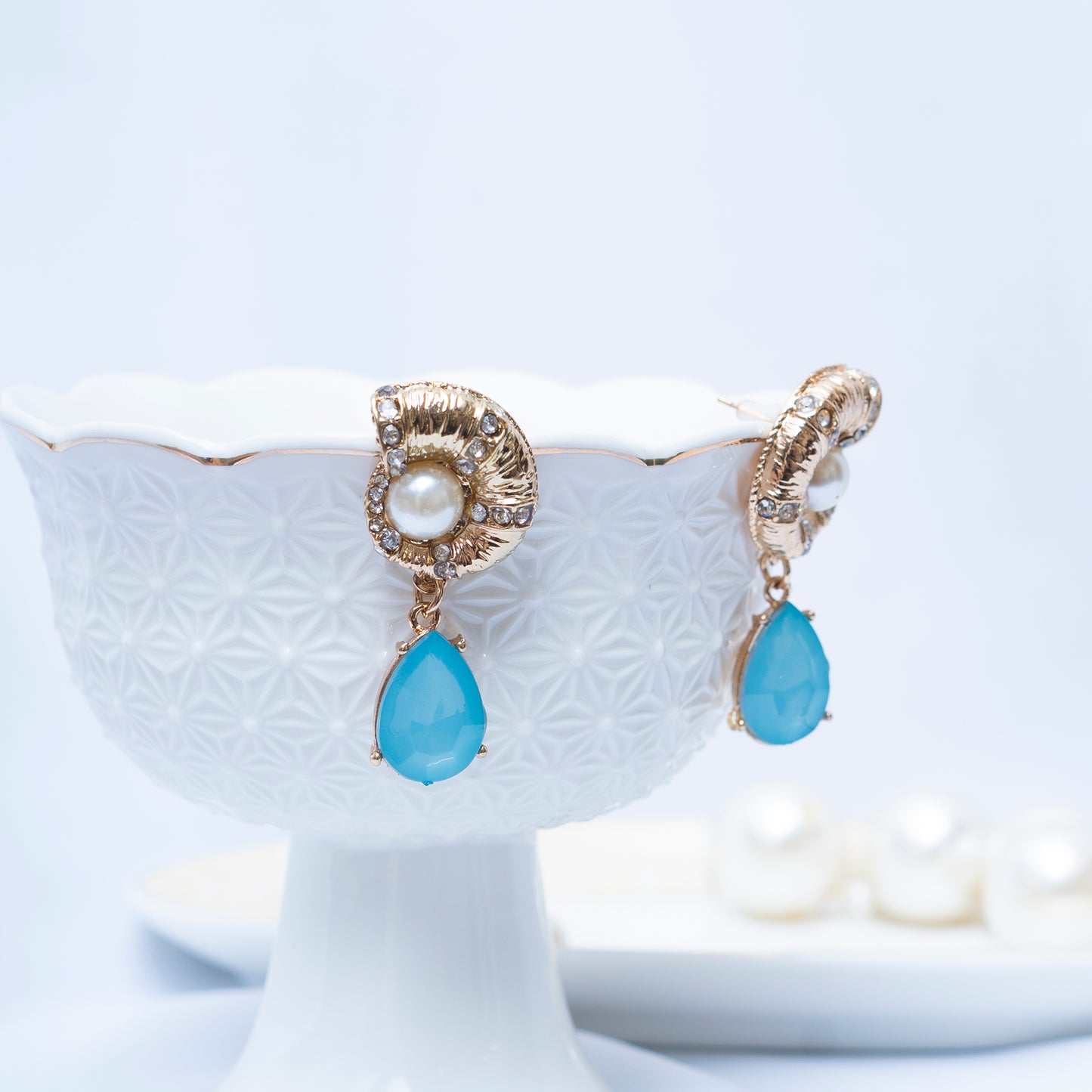 Cyan N Golden Earrings