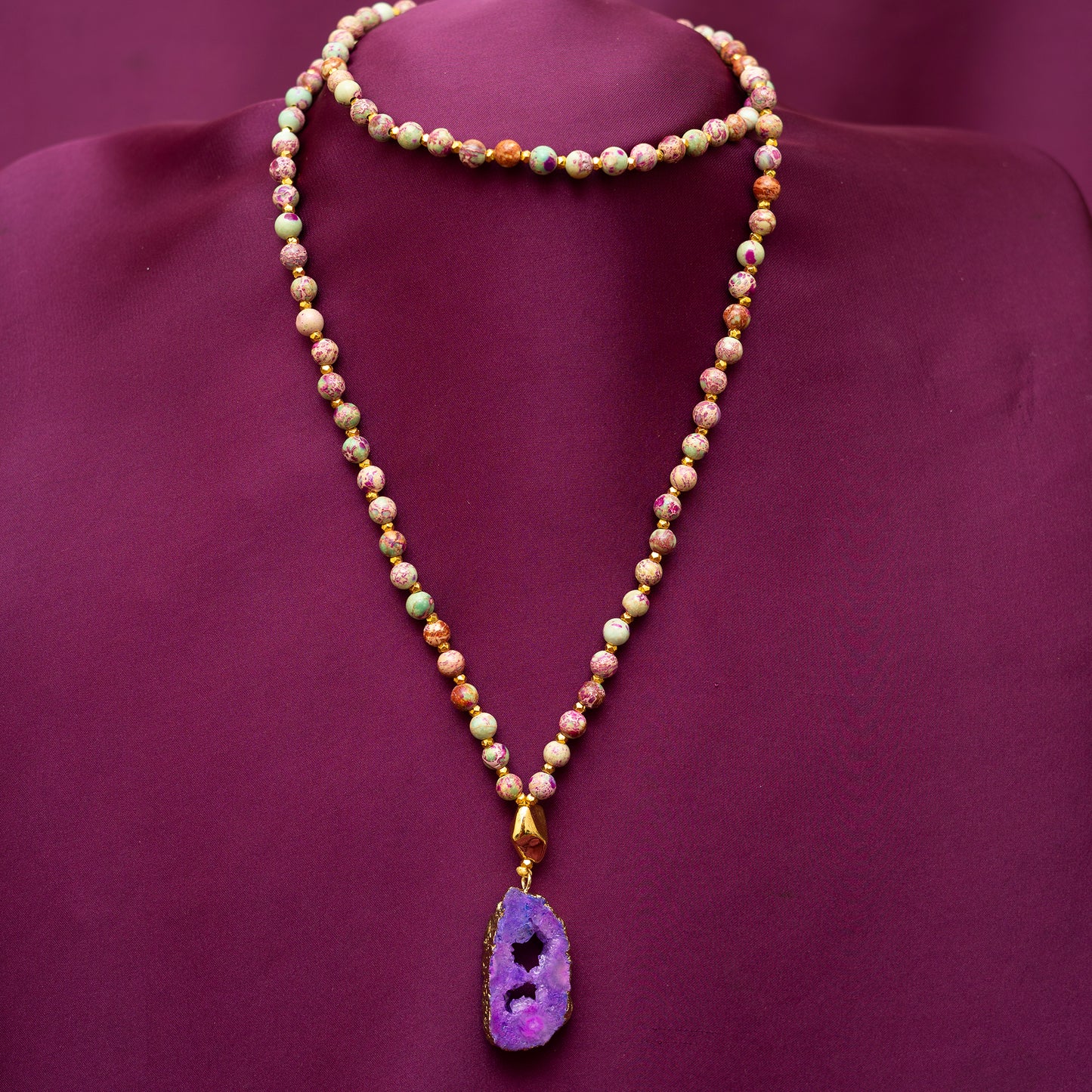 Precious Stone N Pearl Maala