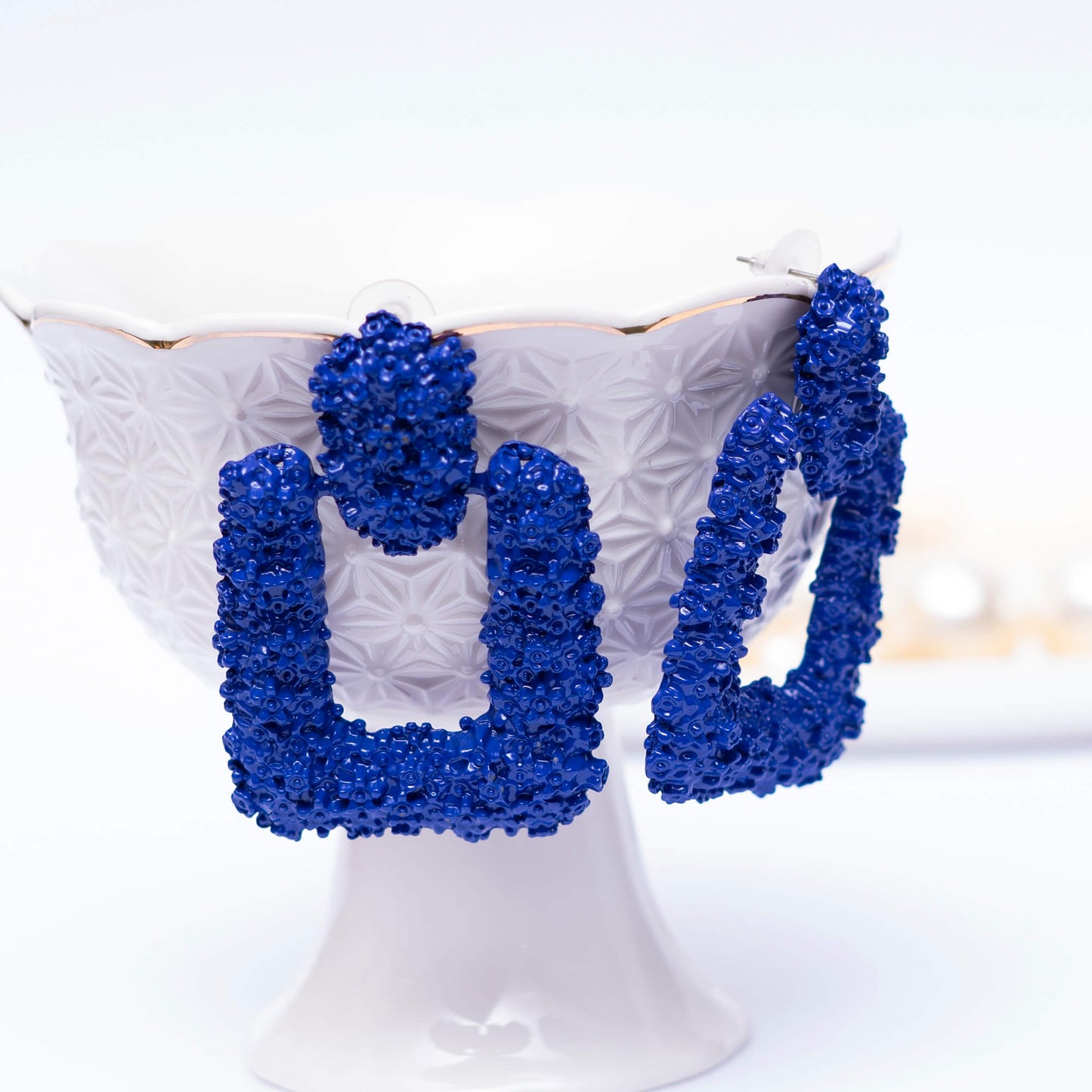 Blue Textured Earrings