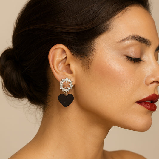 Black n Silver Earrings