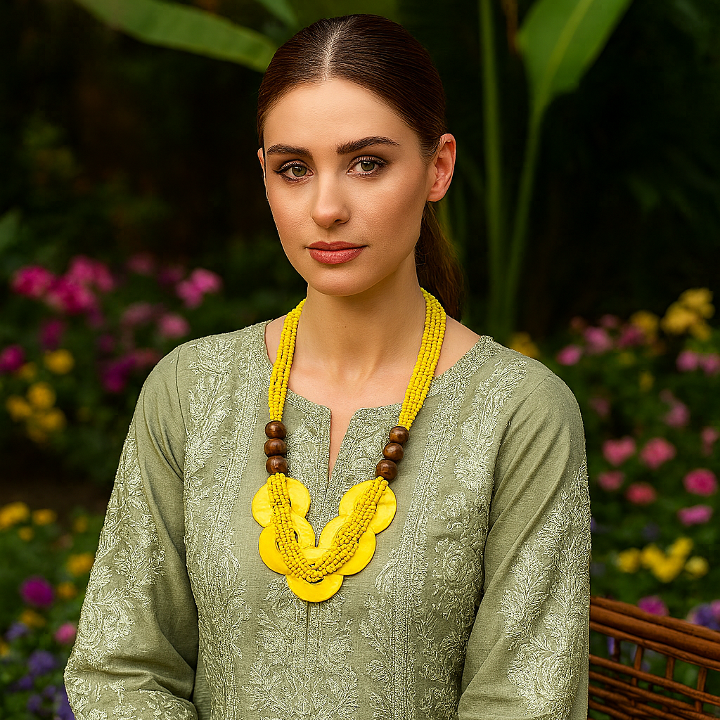Yellow N Wooden Maala