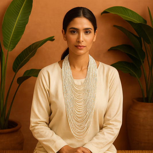 White Beads Long Maala