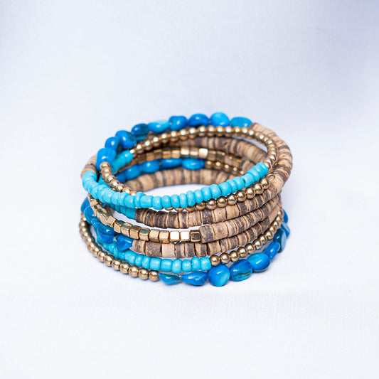 Blue n Wooden Bracelet