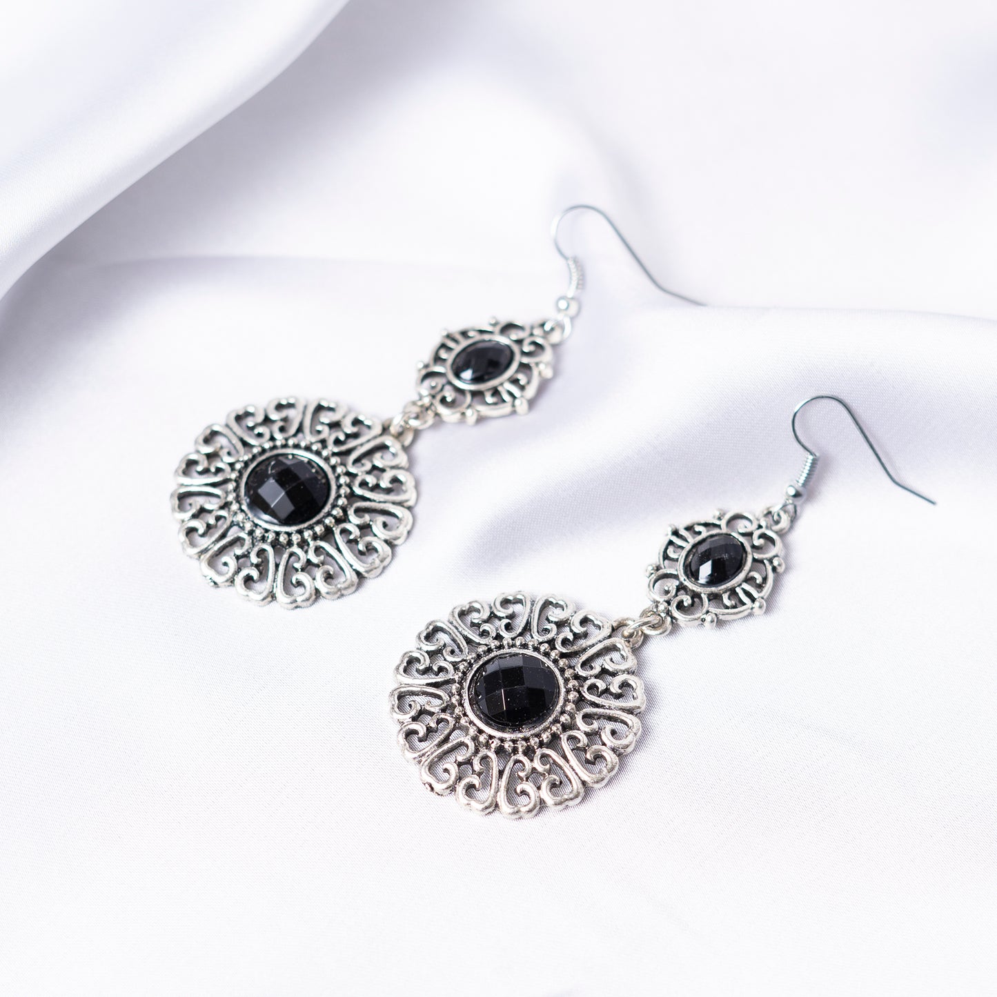 Black n Silver Earrings