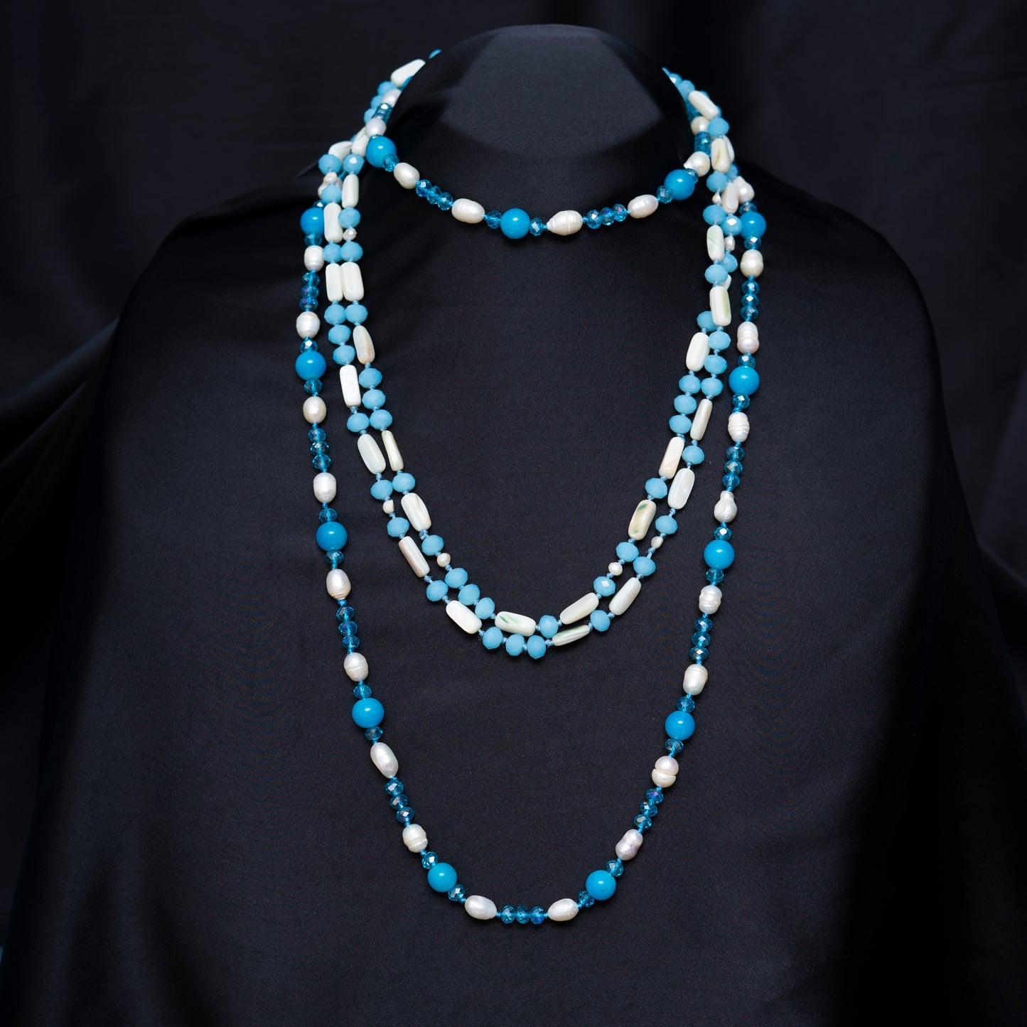 Blue n White Stones Maala