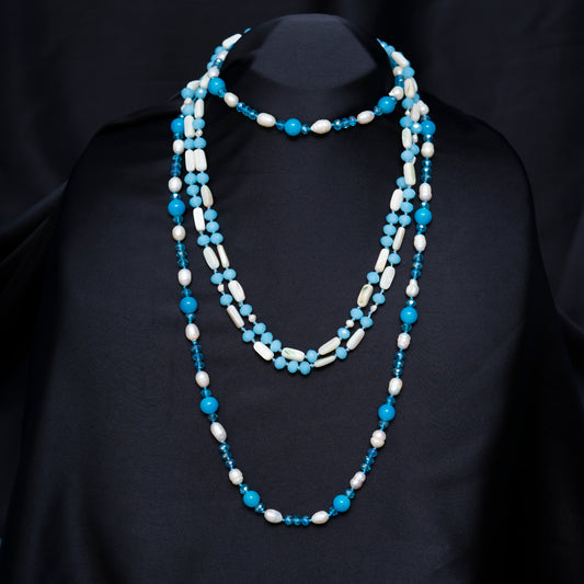 Blue n White Stones Maala
