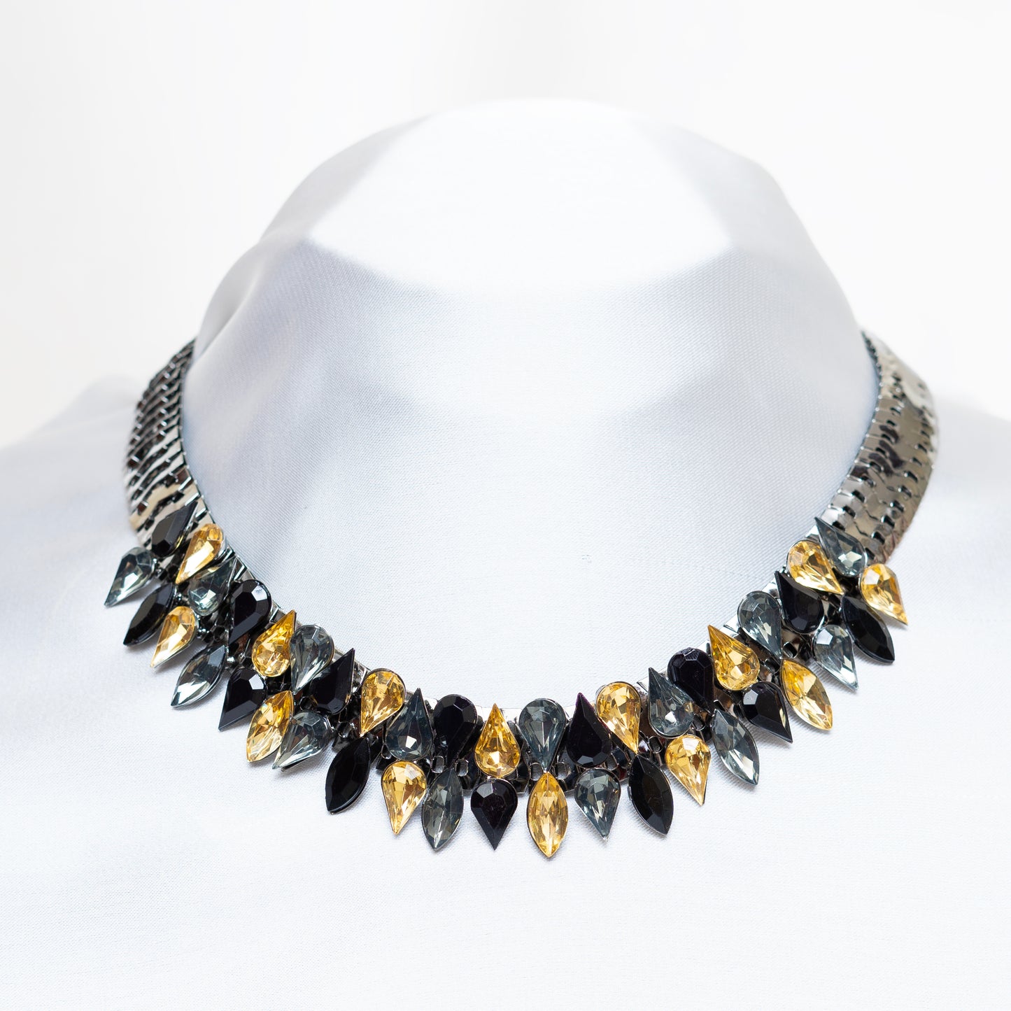Black N Yellow Crystals Necklace