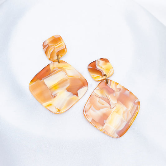 Brown n White Earrings