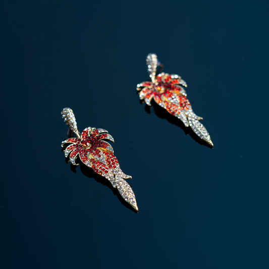 Red N Crystals Earring