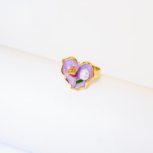 Purple n Pearl Ring (Adjustable Size)
