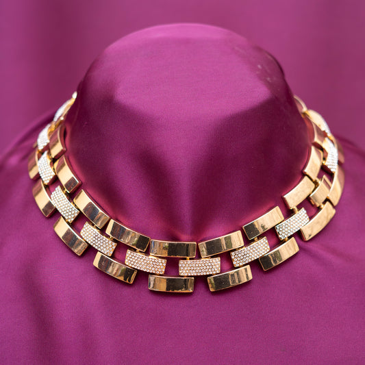 Golden n Zirconia Necklace
