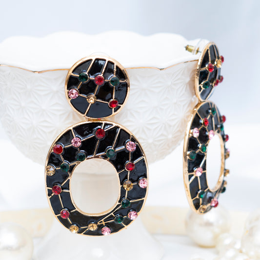 Black n Crystals Earrings