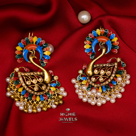 Colorful Peacock Earrings