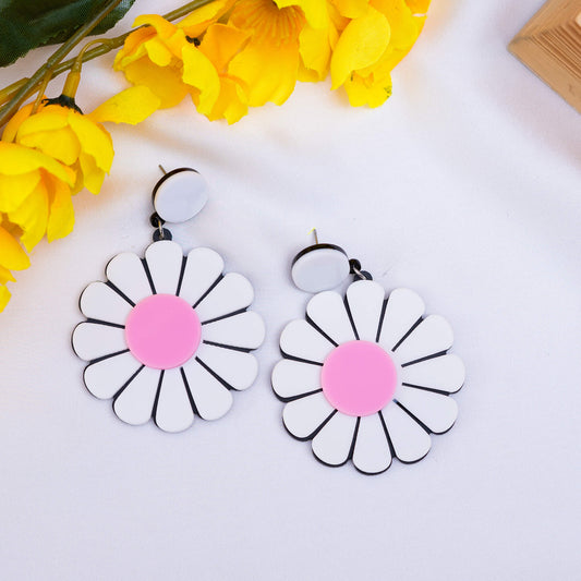 White N pink Earrings