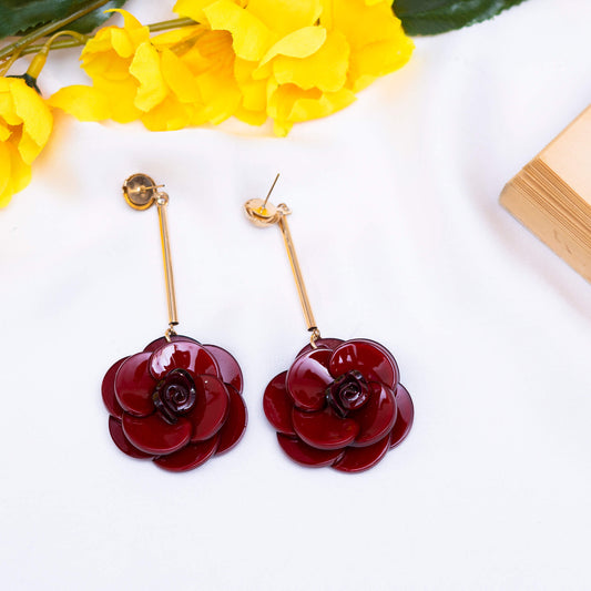 Red Flower Earrings
