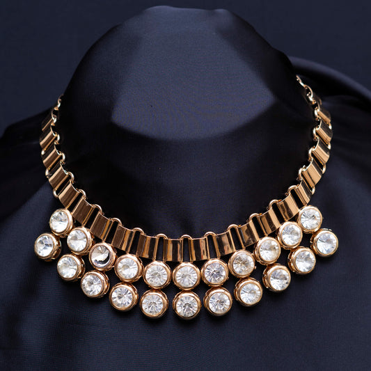 Golden N Crystals Necklace