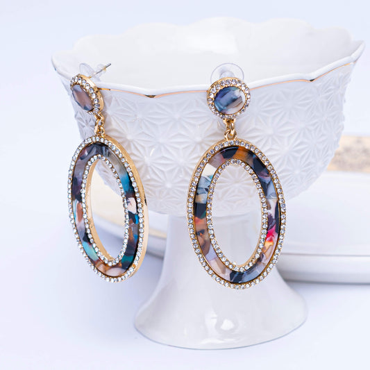 Multi Colored Earrings with Zircon Outline