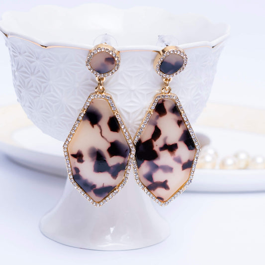 Cheetah Earrings with Zircon Outline