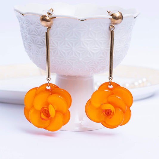 Orange Flower Earrings
