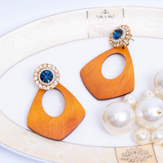 Wood N Zircon Earrings