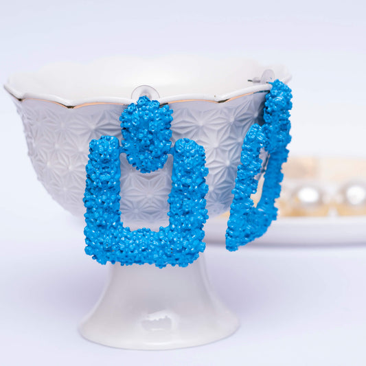 Blue Textured Earrings