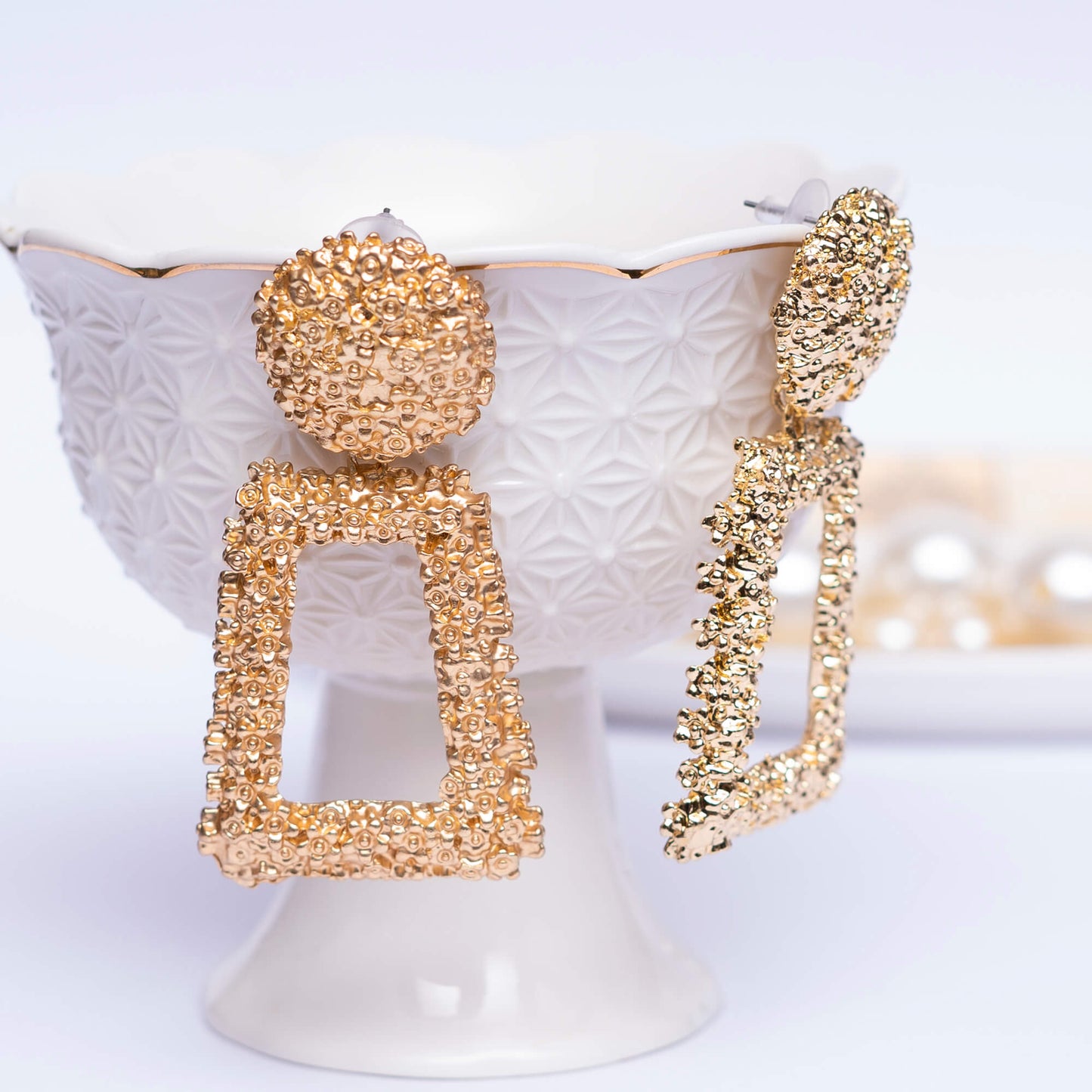 Golden Textured Earrings
