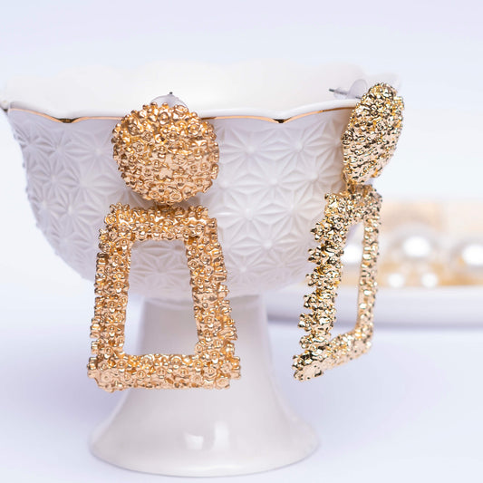 Golden Textured Earrings