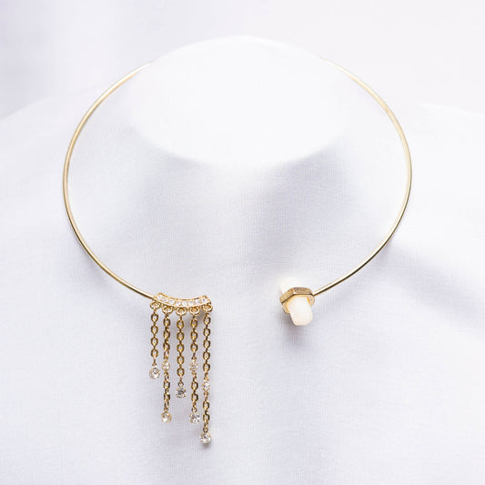 Golden N Crystals Necklace cum Maala