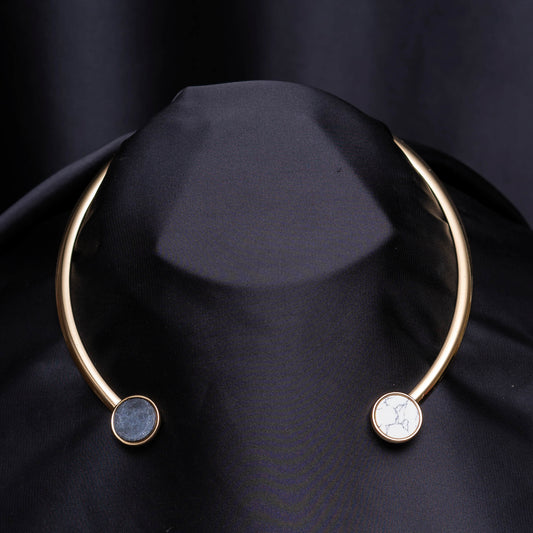 Golden N Marble Necklace