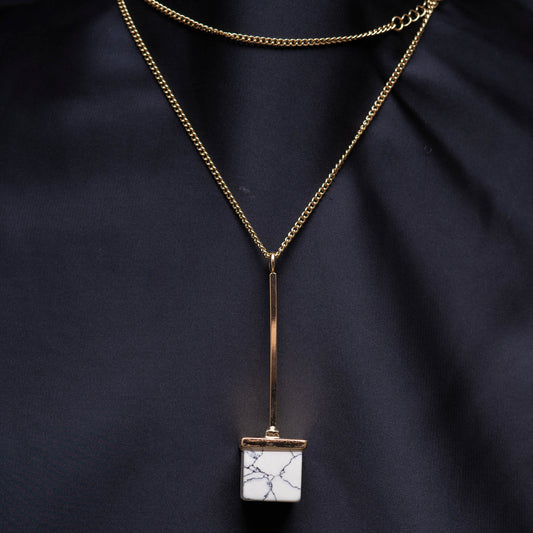 Square Marble Necklace cum Maala