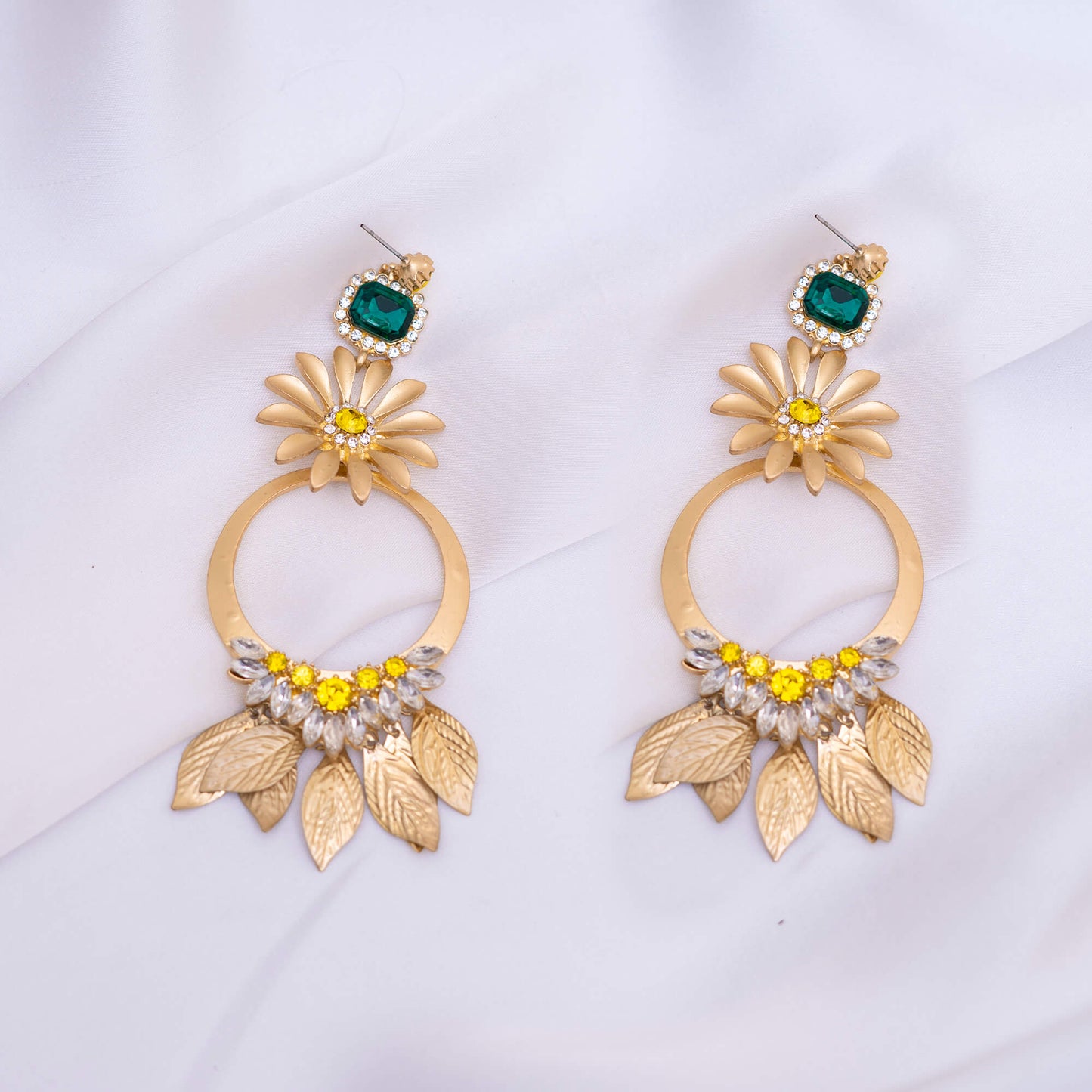 Golden N Emerald Earrings
